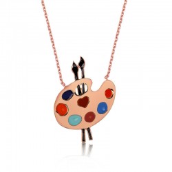 Gümüş Ressam Paleti Bayan Kolye Gümüş Ressam Paleti Bayan Kolye