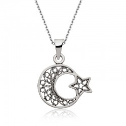 Gümüş Ay Yıldız Bayan Kolye Gümüş Ay Yıldız Bayan Kolye