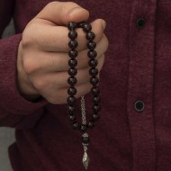 Gümüş Püskül Bordo Küre Sıkma Kehribar Tesbih Gümüş Püskül Bordo Küre Sıkma Kehribar Tesbih