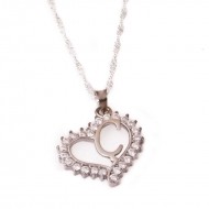 Gümüş Ç Harfi Kalpli Bayan Kolye Gümüş Ç Harfi Kalpli Bayan Kolye