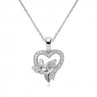 Gümüş Melek Kalp Bayan Kolye Gümüş Melek Kalp Bayan Kolye