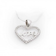 Gümüş Taşlı Love Bayan Kolye