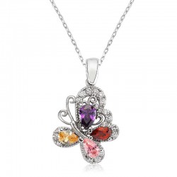 Gümüş Renkli Kelebek Bayan Kolye Gümüş Renkli Kelebek Bayan Kolye