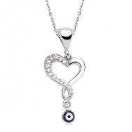 Gümüş Nazarlı Bayan Kalp Kolye Gümüş Nazarlı Bayan Kalp Kolye