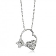 Gümüş Kalp Tek Taş Bayan Kolye Gümüş Kalp Tek Taş Bayan Kolye