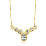 Gümüş Sıra Taşlı Damla Bayan Kolye Gümüş Sıra Taşlı Damla Bayan Kolye