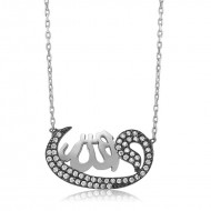 Gümüş Allah Yazılı Vav Bayan Kolye Gümüş Allah Yazılı Vav Bayan Kolye