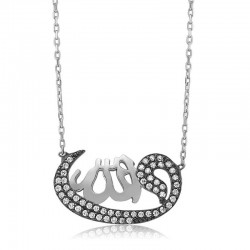 Gümüş Allah Yazılı Vav Bayan Kolye Gümüş Allah Yazılı Vav Bayan Kolye