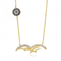 Gümüş Nazarlı Martı Bayan Kolye Gümüş Nazarlı Martı Bayan Kolye