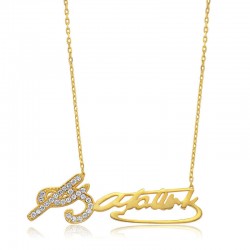 Gümüş Kemal Atatürk İmzalı Bayan Kolye Gümüş Kemal Atatürk İmzalı Bayan Kolye