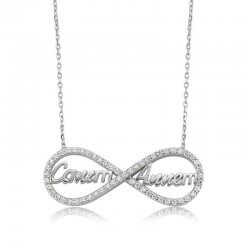 Gümüş Canım Annem Yazılı Sonsuzluk Bayan Kolye Gümüş Canım Annem Yazılı Sonsuzluk Bayan Kolye