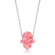 Gümüş Pembe Opal Fatma Eli Bayan Kolye Gümüş Pembe Opal Fatma Eli Bayan Kolye