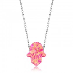 Gümüş Pembe Opal Fatma Eli Bayan Kolye Gümüş Pembe Opal Fatma Eli Bayan Kolye