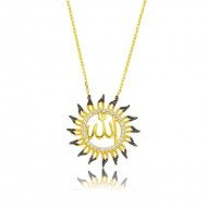 Gümüş Allah Yazılı Güneş Bayan Kolye Gümüş Allah Yazılı Güneş Bayan Kolye