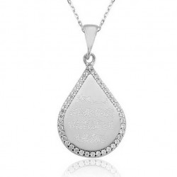 Gümüş Damla Nazar Duası Bayan Kolye Gümüş Damla Nazar Duası Bayan Kolye