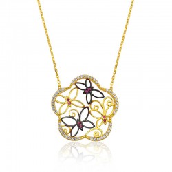 Gümüş Kelebek Çiçeği Bayan Kolye Gümüş Kelebek Çiçeği Bayan Kolye