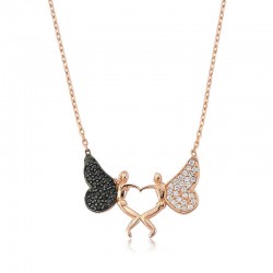 Gümüş Kalpli Melek Bayan Kolye Gümüş Kalpli Melek Bayan Kolye