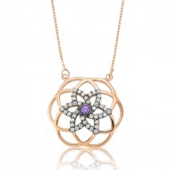 Gümüş Mor Yaşam Çiçeği Bayan Kolye Gümüş Mor Yaşam Çiçeği Bayan Kolye