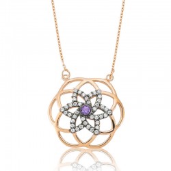 Gümüş Mor Yaşam Çiçeği Bayan Kolye Gümüş Mor Yaşam Çiçeği Bayan Kolye