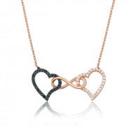 Gümüş Sonsuzluk İki Kalp Bayan Kolye Gümüş Sonsuzluk İki Kalp Bayan Kolye