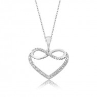 Gümüş Kalpli Sonsuzluk Bayan Kolye Gümüş Kalpli Sonsuzluk Bayan Kolye