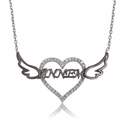 Gümüş Annem Yazılı Kalp Bayan Kolye Gümüş Annem Yazılı Kalp Bayan Kolye