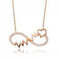 Gümüş Kalp Ritimli Sonsuzluk Kolye Gümüş Kalp Ritimli Sonsuzluk Kolye