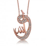 Gümüş Allah Yazılı Vav Bayan Kolye Gümüş Allah Yazılı Vav Bayan Kolye