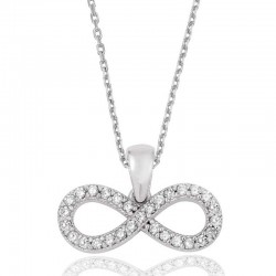 Gümüş Beyaz Taşlı Sonsuzluk Bayan Kolye Gümüş Beyaz Taşlı Sonsuzluk Bayan Kolye
