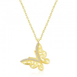 Gümüş Gold Kelebek Bayan Kolye Gümüş Gold Kelebek Bayan Kolye