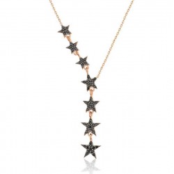 Gümüş Siyah Kayan Yıldızlar Bayan Kolye Gümüş Siyah Kayan Yıldızlar Bayan Kolye