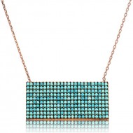 Gümüş Mavi Taşlı Dikdörtgen Bayan Kolye Gümüş Mavi Taşlı Dikdörtgen Bayan Kolye