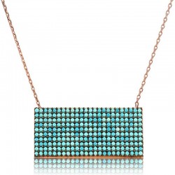 Gümüş Mavi Taşlı Dikdörtgen Bayan Kolye Gümüş Mavi Taşlı Dikdörtgen Bayan Kolye