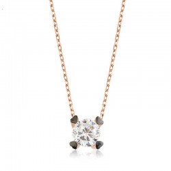 Gümüş Kalpli Tek Taş Bayan Kolye Gümüş Kalpli Tek Taş Bayan Kolye