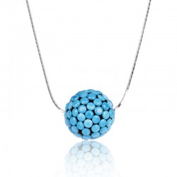 Gümüş Mavi Taşlı Top Bayan Kolye Gümüş Mavi Taşlı Top Bayan Kolye