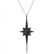 Gümüş Siyah Kutup Yıldızı Bayan Kolye Gümüş Siyah Kutup Yıldızı Bayan Kolye