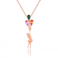 Gümüş Balon Tutan Kız Bayan Kolyesi Gümüş Balon Tutan Kız Bayan Kolyesi