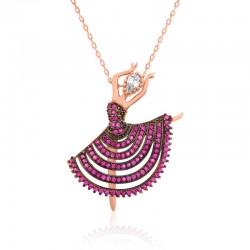 Gümüş Pembe Balerin Bayan Kolye Gümüş Pembe Balerin Bayan Kolye