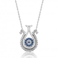 Gümüş Nazarlı Lale Bayan Kolye Gümüş Nazarlı Lale Bayan Kolye