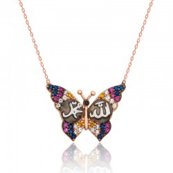 Gümüş Allah Muhammed Yazılı Kelebek Kolye Gümüş Allah Muhammed Yazılı Kelebek Kolye