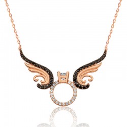 Gümüş Tek Taş Melek Bayan Kolye Gümüş Tek Taş Melek Bayan Kolye