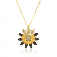 Gümüş Sarı Papatya Bayan Kolye Gümüş Sarı Papatya Bayan Kolye