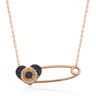 Gümüş Kalpli Çengel İğne Bayan Kolye Gümüş Kalpli Çengel İğne Bayan Kolye