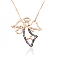 Gümüş Kalpli Melek Bayan Kolye Gümüş Kalpli Melek Bayan Kolye