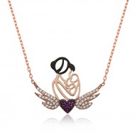 Gümüş Rose Kalpli Anne Ve Çocuk Kolye Gümüş Rose Kalpli Anne Ve Çocuk Kolye