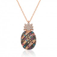 Gümüş Renkli Taşlı Ananas Kolye