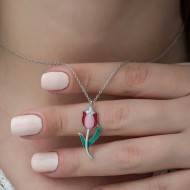 Gümüş Lale Bayan Kolye Gümüş Lale Bayan Kolye