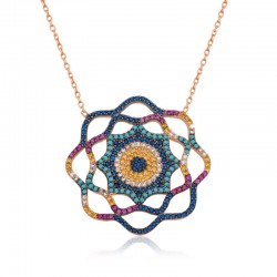 Gümüş Yaşam Güneşi Nazar Bayan Kolye Gümüş Yaşam Güneşi Nazar Bayan Kolye