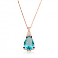 Gümüş Mavi Topaz Damla Bayan Kolye