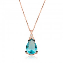 Gümüş Mavi Topaz Damla Bayan Kolye Gümüş Mavi Topaz Damla Bayan Kolye